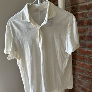 Luca Faloni Linen Polo in White